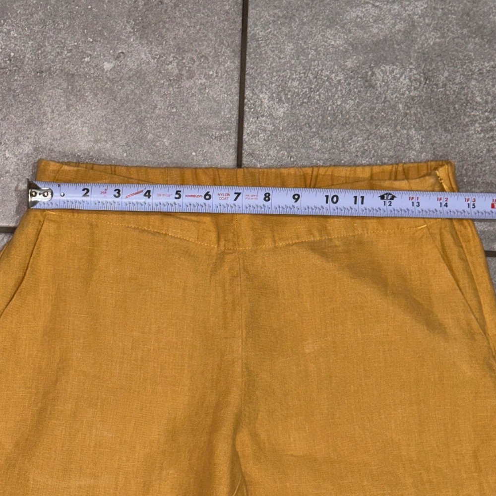 J.Jill Love Linen Pants Womens XS Petite Mustard Yellow Excellent Wide Leg Crop - Picture 8 of 10